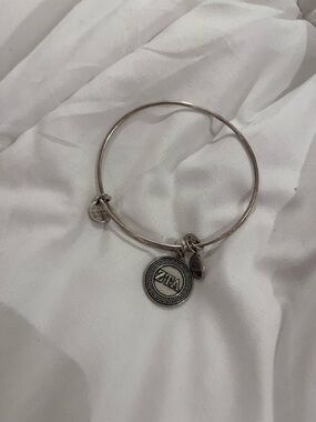 Alex and Ani Silver Toned Greek Key Charm Bangle - ZTA
